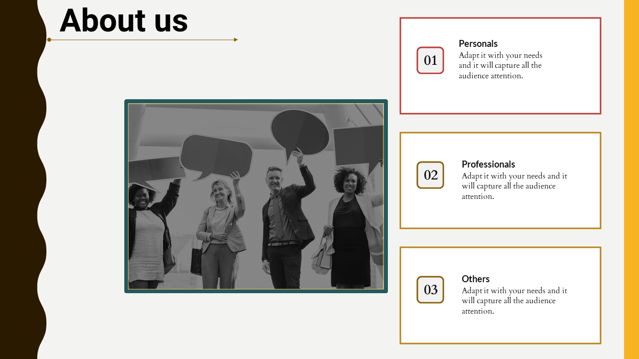 Free - Amazing About Us PowerPoint Template With Three Nodes